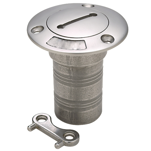 Seachoice Stainless Steel Water Deck Fill w/Cap (Chain Tether) For 1-1/2" Hose 32271